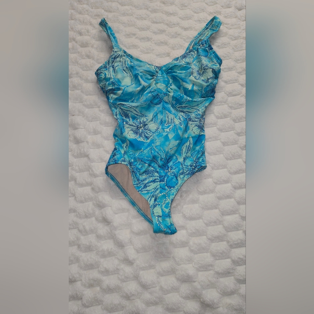 Vintage carol woir Swim suit 90s Blue floral size 12